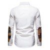 Cartoon Patch Print Long Sleeve Pocket Shirt - WHITE XXL