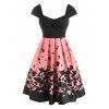 Robe à Imprimé Papillon Tordue à Taille Haute - Rose clair L