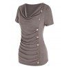 T-shirt Asymétrique avec Bouton à Col Bénitier - café lumière L