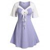 Robe Plissée en Blocs de Couleurs de Grande Taille - Violet clair 3X