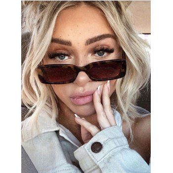 

Rectangle Frame Slim Sunglasses, Leopard