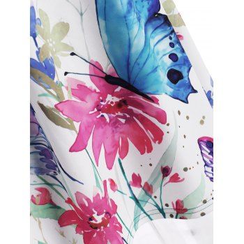 Flower Butterfly Print Tank Dress