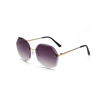 

Irregular Ombre Cutting Edge Rimless Sunglasses, Purple