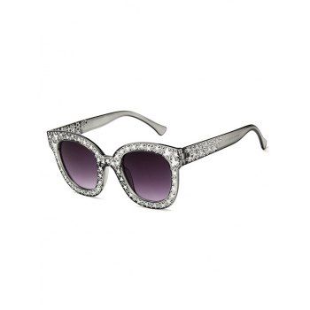 

Round Frame Star Rhinestone Studded Sunglasses, Gray