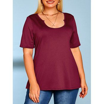 

Solid Scoop Neck Plus Size Tee, Red