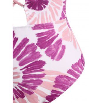 Plus Size Criss Cross Tie Dye One-piece Swimsuit