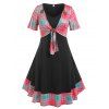 Robe en Fausse Deux Pièces à Carreaux de Grande Taille - Noir 2X