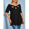 T-shirt Tunique Ligne A Côtelé Tordu de Grande Taille - Noir 1X