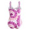 Plus Size Criss Cross Tie Dye One-piece Swimsuit - LIGHT PURPLE 5X