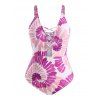Plus Size Criss Cross Tie Dye One-piece Swimsuit - LIGHT PURPLE 5X