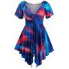 Robe Mouchoir Teintée Manches Raglan de Grande Taille - Bleu 4X