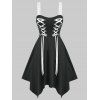 Robe Mouchoir Mi-longue à Lacets Grande Taille - Noir 2X