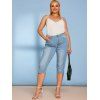Plain Mid Rise Skinny Plus Size Capri Jeans - LIGHT BLUE 3XL