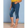 Jean Capri Moulant Simple à Coupe Moyenne de Grande Taille - Bleu 3XL