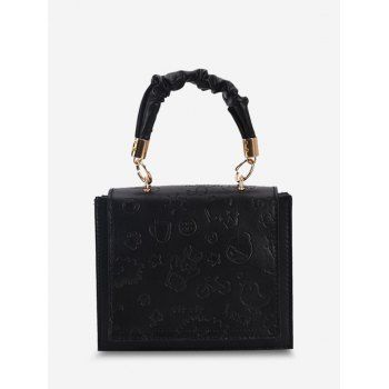

Embossed Ruched Strap Shoulder Bag, Black