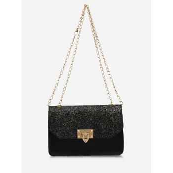 

Glitter Rectangle Crossbody Chain Bag, Black