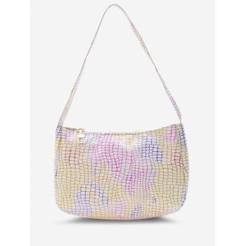 

Colorful Metallic Snake Print Shoulder Bag, White