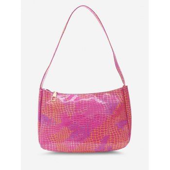 

Colorful Metallic Snake Print Shoulder Bag, Rose red