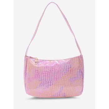 

Colorful Metallic Snake Print Shoulder Bag, Light pink