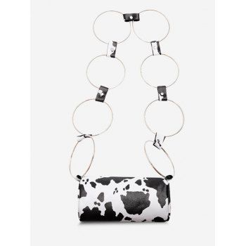 

Cow Print Ring Strap Crossbody Bag, White