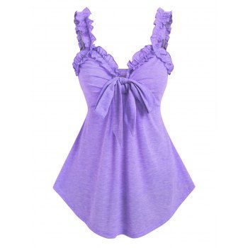 

Bowknot Sweetheart Neck Ruffled Tank Top, Light purple