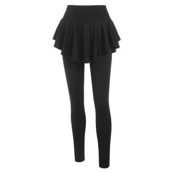 

High Waisted Skinny Skirted Pants, Black