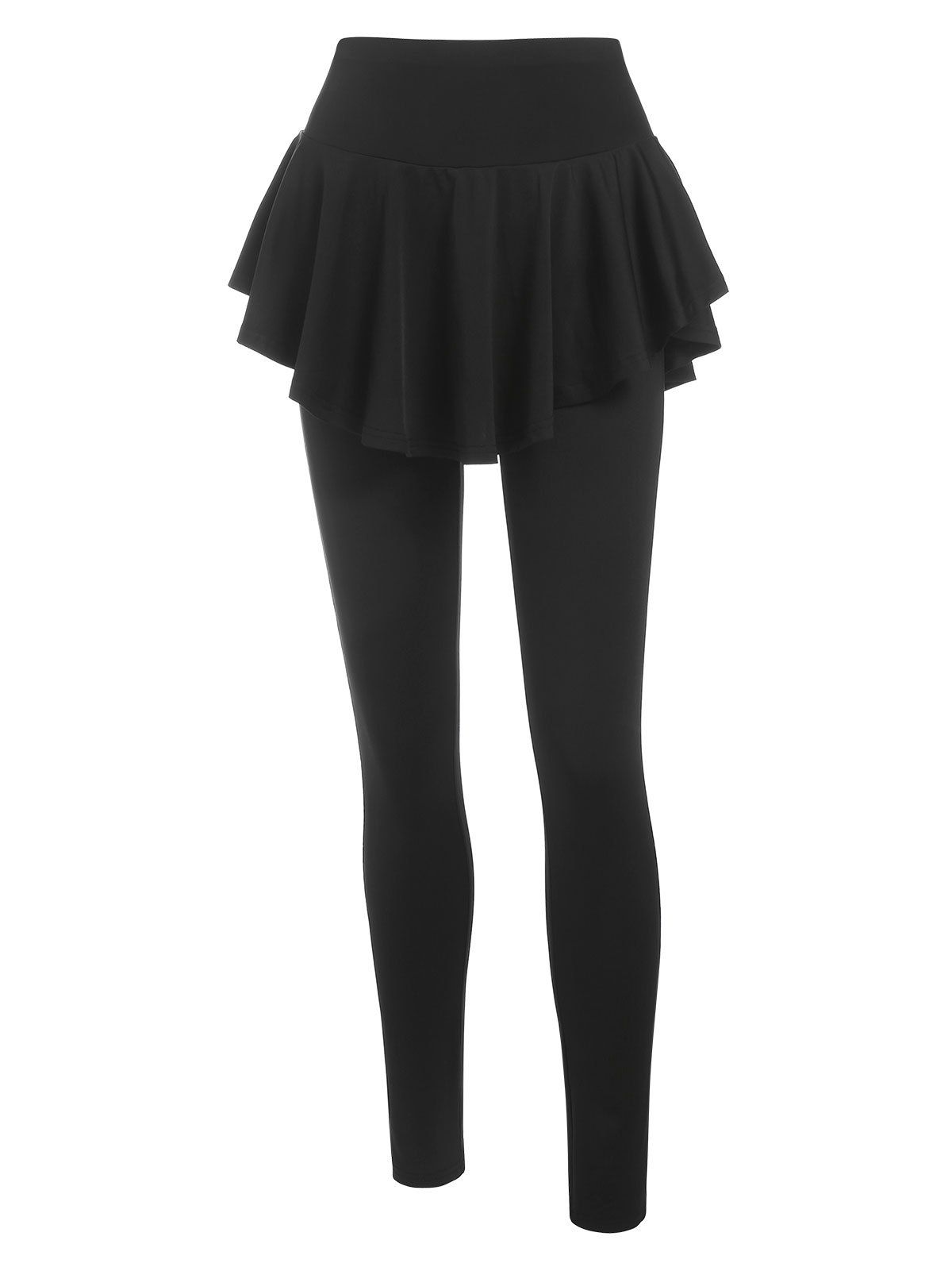 High Waisted Skinny Skirted Pants - BLACK XL
