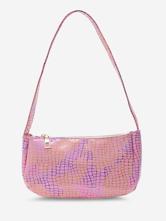 Sac à Bandoulière Motif Imprimé Métal Coloré - Rose 