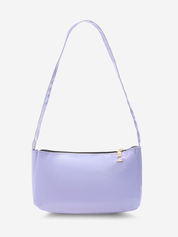Sac à Bandoulière en Simili Cuir de Couleur Unie - Mauve 