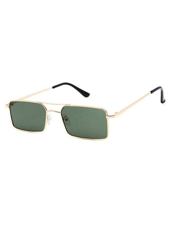 Lunettes de Soleil Rectangle en Métal - Vert Foncé de Mer 