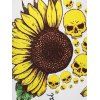 Plus Size Sunflower Skull Print O Ring Tee - WHITE 4X