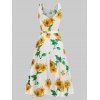 Sunflower Pattern Pockets Mini Dress - WHITE XL