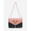 Sac à Bandoulière à Glands et Paillettes à Tête de Cerf - Rose 