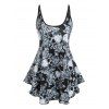 Débardeur Gothique à Imprimé Rose Crâne - Noir L