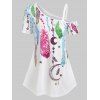 T-shirt à Imprimé Toile à Col Oblique - Blanc L
