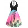 Robe Croisée à Imprimé Papillon de Grande Taille - Noir 2X