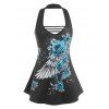 Débardeur Ouvert dans Dos à Imprimé Floral Grande-Taille - Noir L