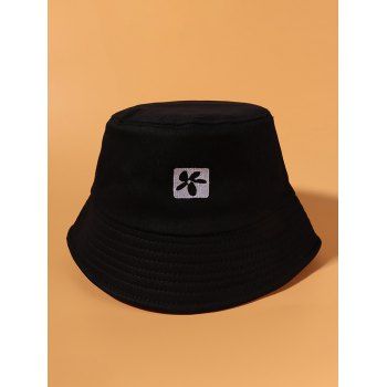 

Flower Embroidered Casual Bucket Hat, Black