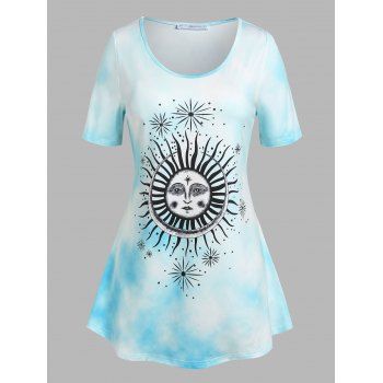 

Plus Size Tie Dye Sun Print Swing Tee, Multicolor