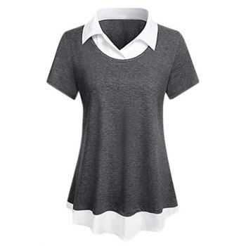 

Plus Size Marled Twofer Round Hem Top, Gray
