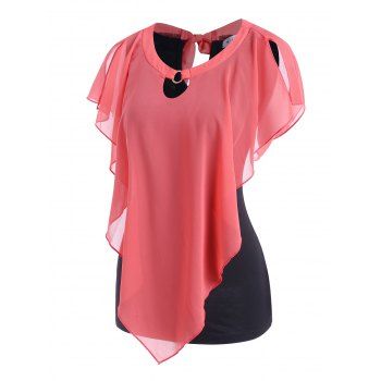 

Colorblock O Ring Tie Back Top, Light pink