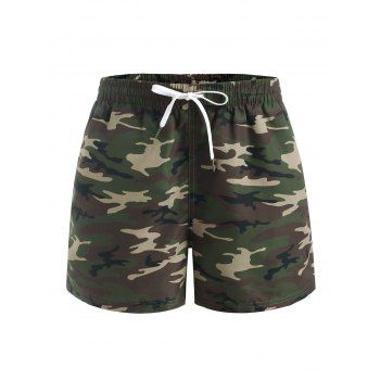 

Camouflage Print Casual Elastic Waist Shorts, Woodland camouflage