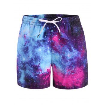 

Galaxy Print Drawstring Shorts, Nebula