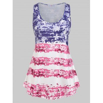 

Plus Size Patriotic American Flag Print Tank Top, Multicolor