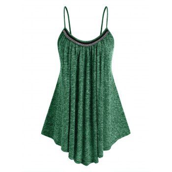 

Plus Size Chains Heathered Tank Top, Deep green