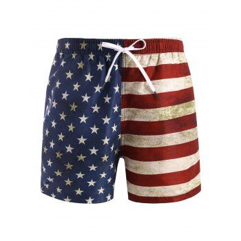

Retro American Flag Print Shorts, Dark slate blue