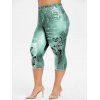 Legging Capri 3D Papillon Imprimé de Grande Taille - Vert Tortue de Mer 3X
