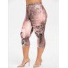 Legging Capri 3D Papillon Imprimé de Grande Taille - Rose 2X