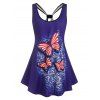 Débardeur à Imprimé Papillon Grande Taille - Bleu profond 5X