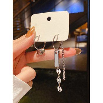 

Chains C Shape Asymmetrical Earrings, Silver